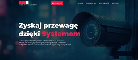 Projekt strony internetowej dla firmy Guard Technical System oferującej systemy zabezpieczeń.